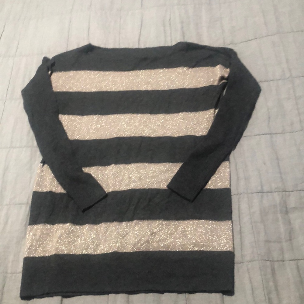NWT Vince cashmere gray gold stripe sweater Xs